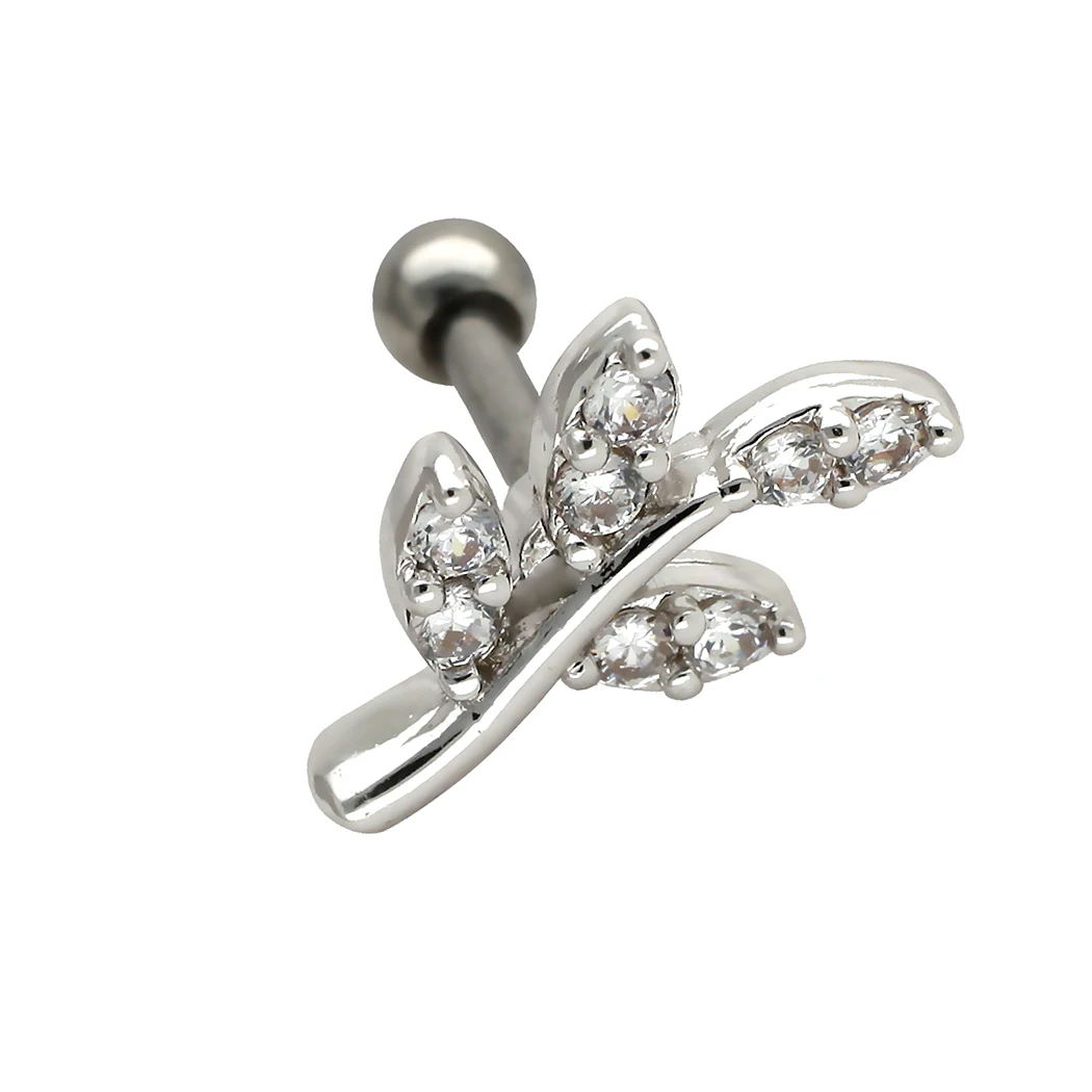 JHJT женские серьги Надеваемые На ушной хрящ G23 титана листья спиральный для хряща