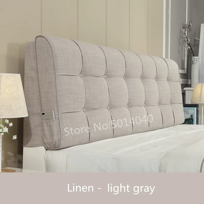Linen light gray Изголовье подушки могут быть настроены моющиеся ткани твердой древесины кровать задняя доска мягкий пакет чехол на спинку кровати - Цвет: Linen light gray