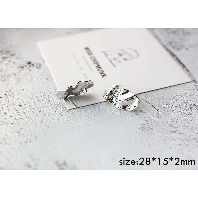 10 Color-protected copper Stud earring DIY Jewelry accessories handmade material ring square curved oval large geometry 6pcs - Цвет: 10