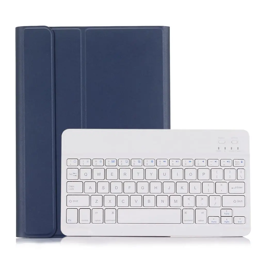 Blue with White 3,0 чехол с Bluetooth клавиатурой для iPad 10,2 чехол для Apple iPad 7го поколения A2200 A2198 A2197 русская испанская английская клавиатура - Цвет: Blue with White