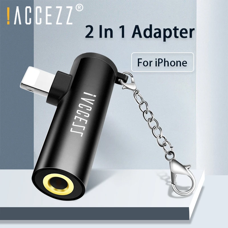 !ACCEZZ 2 в 1 для iPhone USB адаптер зарядки прослушивания Apple 11 7 8 Plus X XS MAX освещение до 3 5 мм