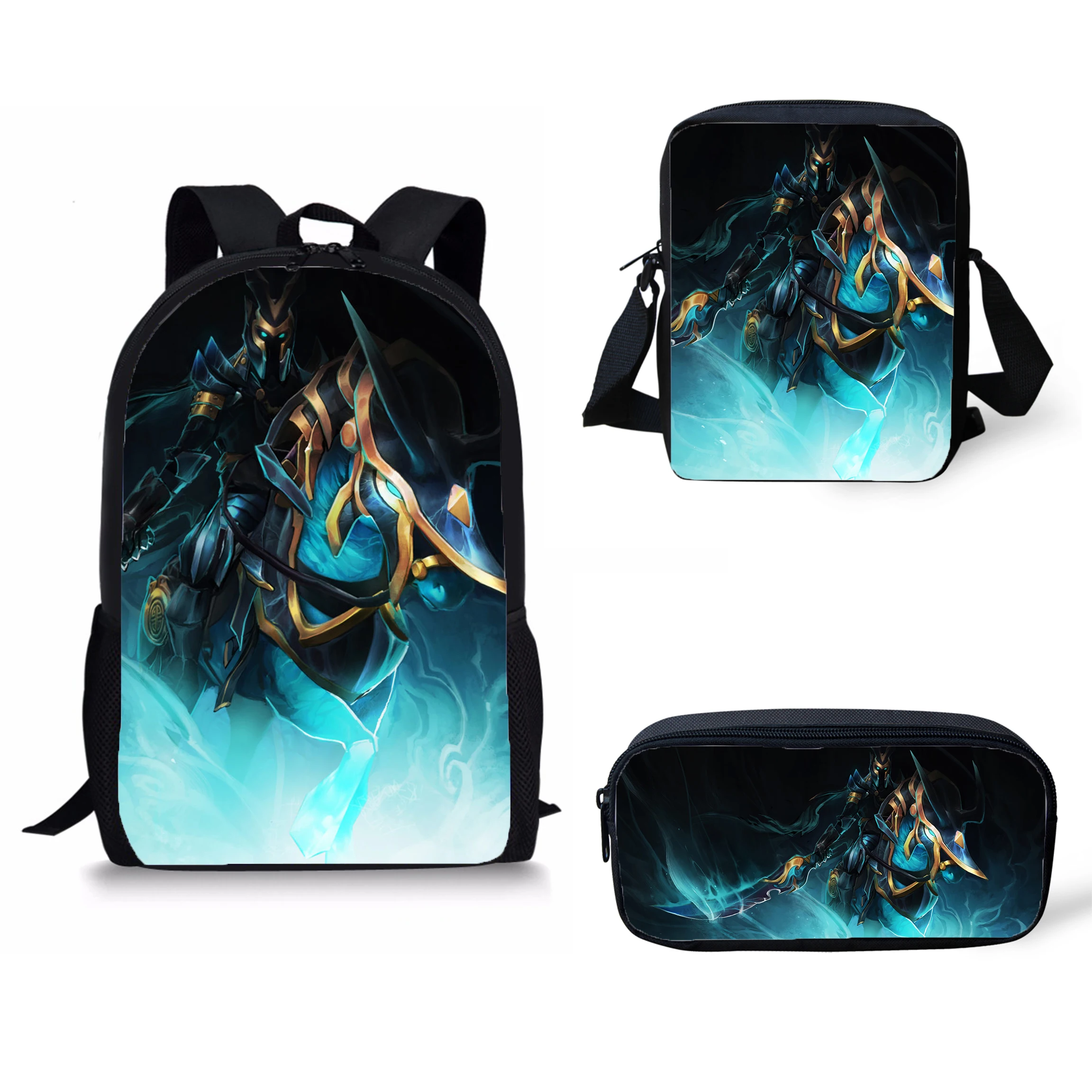 

Hot 3 Pcs/set Children School Bags 3D School Backpack for Teen Boys Kids Book Bags Customized Game Heroes Prints Cosplay