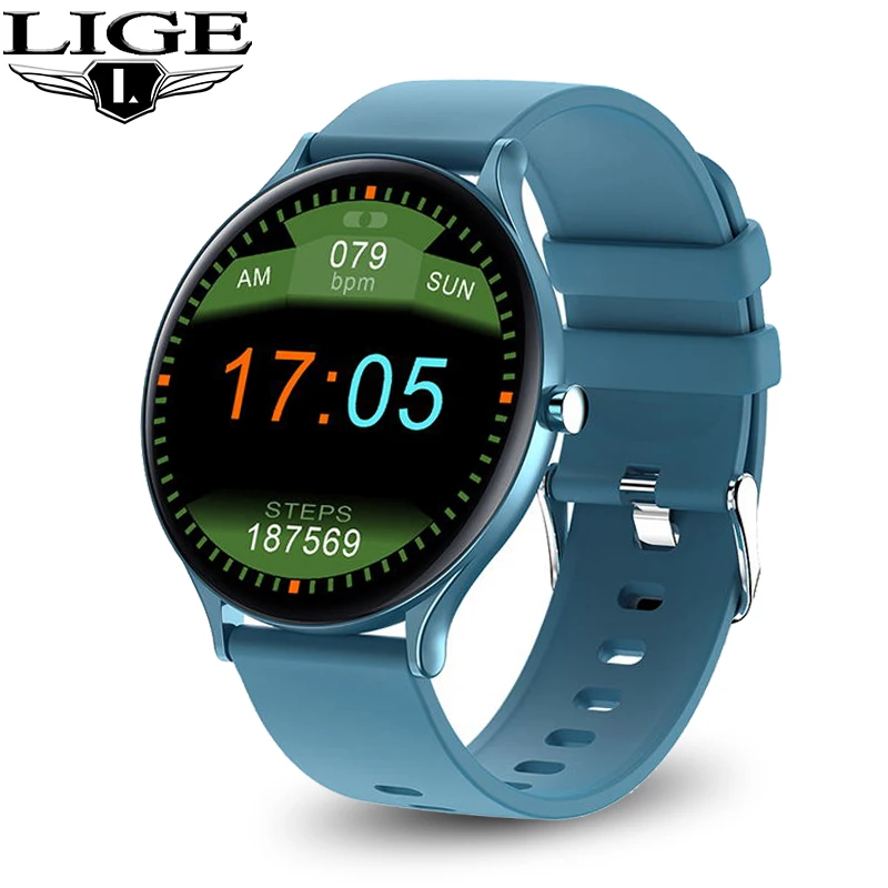 

LIGE New Smart Watch Full Touch Screen Sports Waterproof Blood Oxygen Heart Rate Message Reminder Smartwatch for Men and women