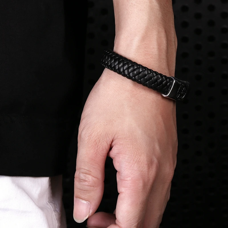 Мужские кожаные браслеты в стиле панк с крестом и черепом очаровательные большие