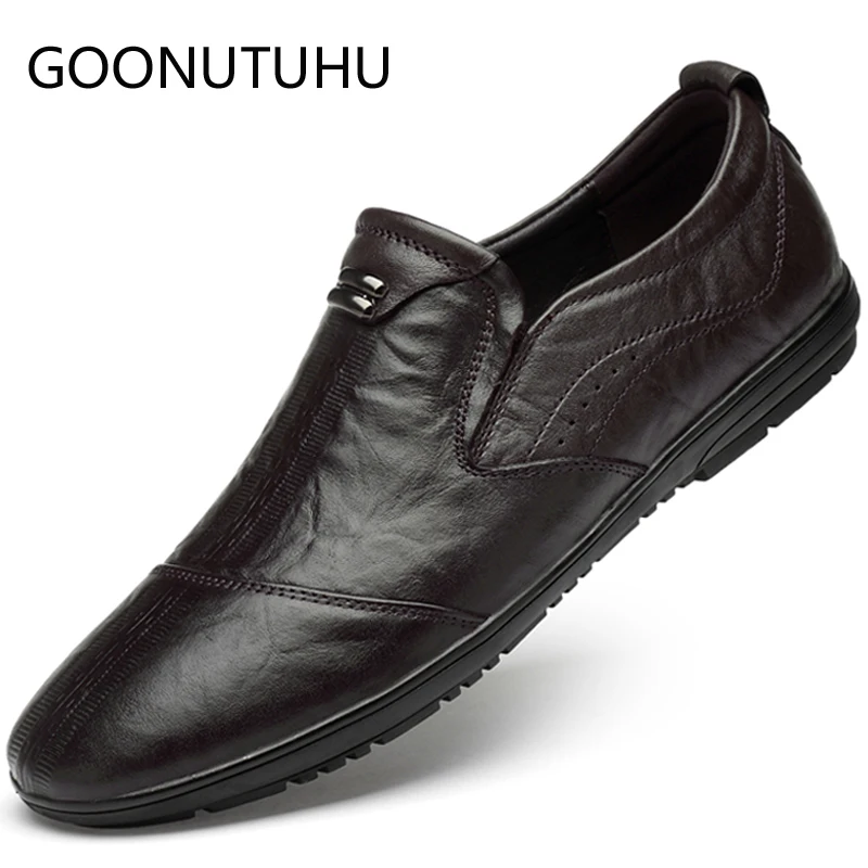 

2021 Style Fashion Men's Shoes Casual Genuine Leather Loafers Male brown & Black Slip On Shoe Man Driving Shoes For Men Hot Sale