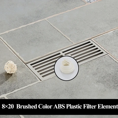 Brushed ABS Plastic Слив 304 из нержавеющей стали длинный дренаж квадратный пол слив крышка душ отходов Слив ванная комната аксессуары для ванны фильтр DL-0319 - Цвет: Brushed ABS Plastic