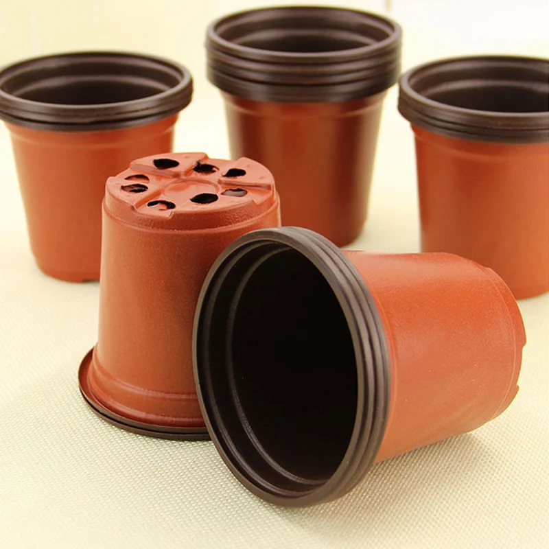 

50pcs Plastic Nursery Pot Plant Flower Seedlings Pots Lightweight Two-Tone Flower Plant Container Seed Growing Garden Planters