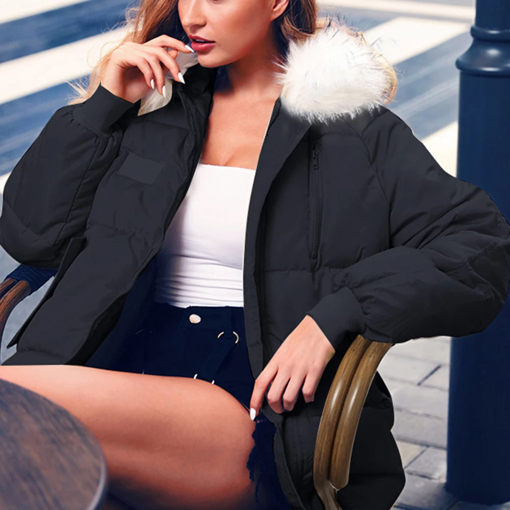 Теплая зимняя куртка для женщин 2019 Мода с капюшоном меховой воротник пуховое