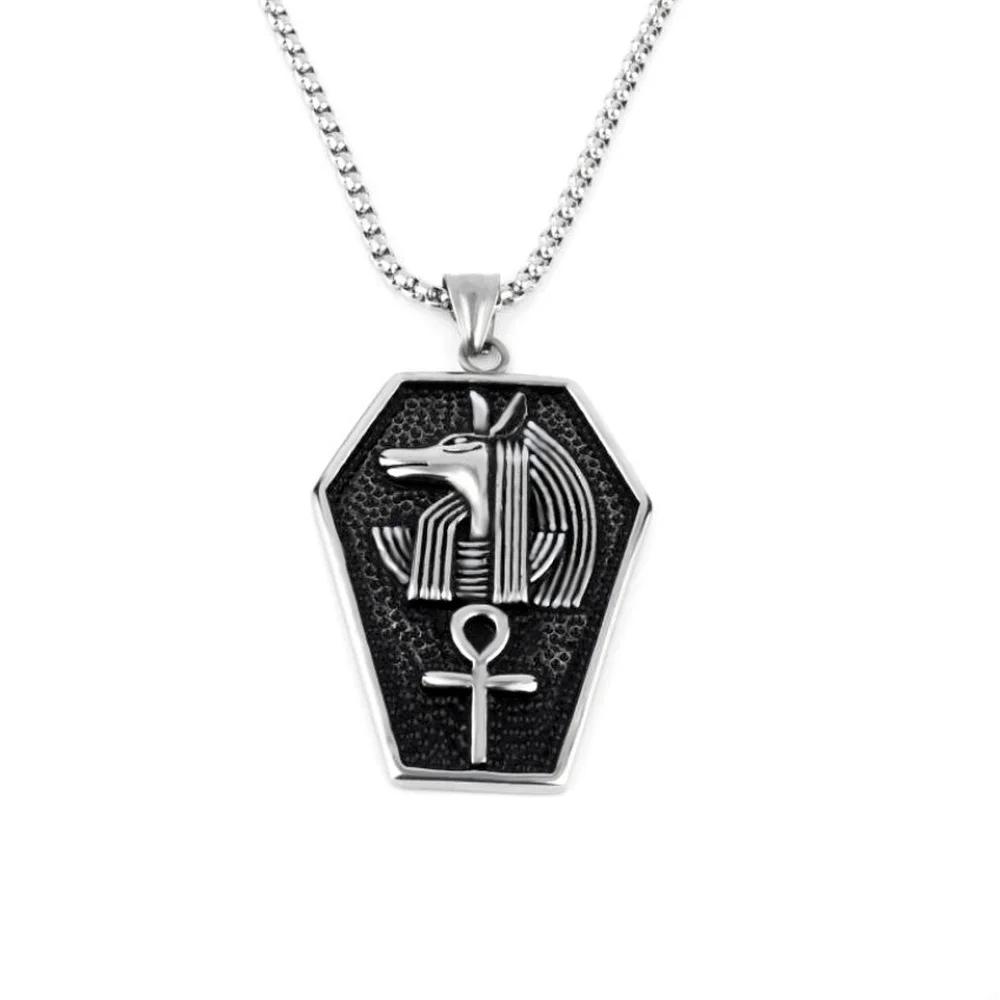 

Anubis Jackal God Bull Titanium Steel Pendant Retro Cross Men's Stainless Steel Necklace Jewelry neck chain decoration