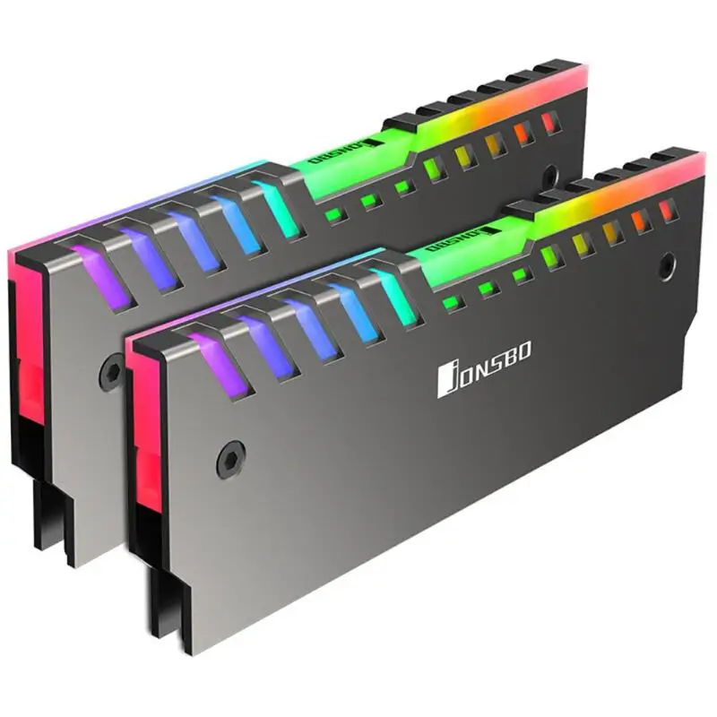 Jonsbo 2 шт. RGB 256 цвет автоматическое изменение ram памяти охлаждающий жилет 3pin DC12V Настольный алюминиевый охладитель из сплава жилет для нескольких палочек
