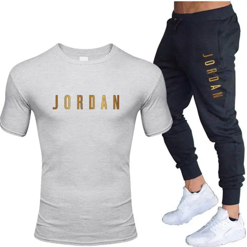 

2021 Costume homme T-Shirt + Pantalon 2 Pices Dcontract Costume de Sport Pour Hommes et Femmes Costume Imprim Top + Pantalon