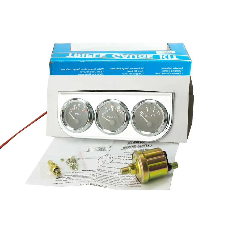 2 дюйма 52 мм комплект с тройным манометром измеритель температуры воды датчик
