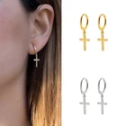 Минималистичные серьги-кольца Viny для женщин, золотыесеребряные серьги-кресты, серьги-подвески, Крошечные золотые кольца, корейская мода 2022 Y2K