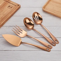 4pcs stainless steel golden tableware suit western style food fork spoon cake shovel hotel appliance kitchen utensils tools