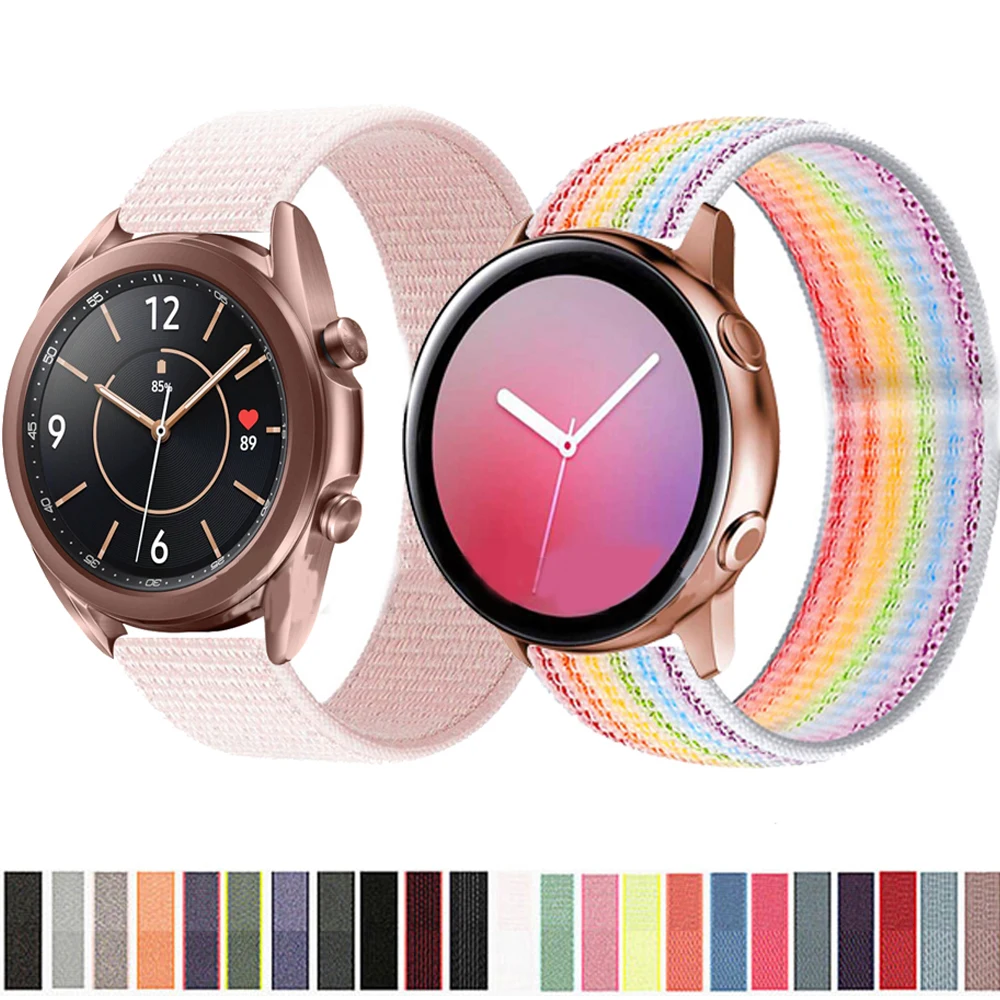 

20MM Nylon Loop Woven Strap For Samsung Galaxy Watch 3 41MM Active 2 40/44MM Smart Wristband For Galaxy 42MM Correa Bracelets