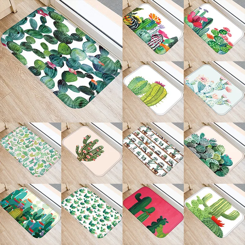 Противоскользящий Дверной Коврик С КАКТУСОМ для кухни и входа замшевый коврик