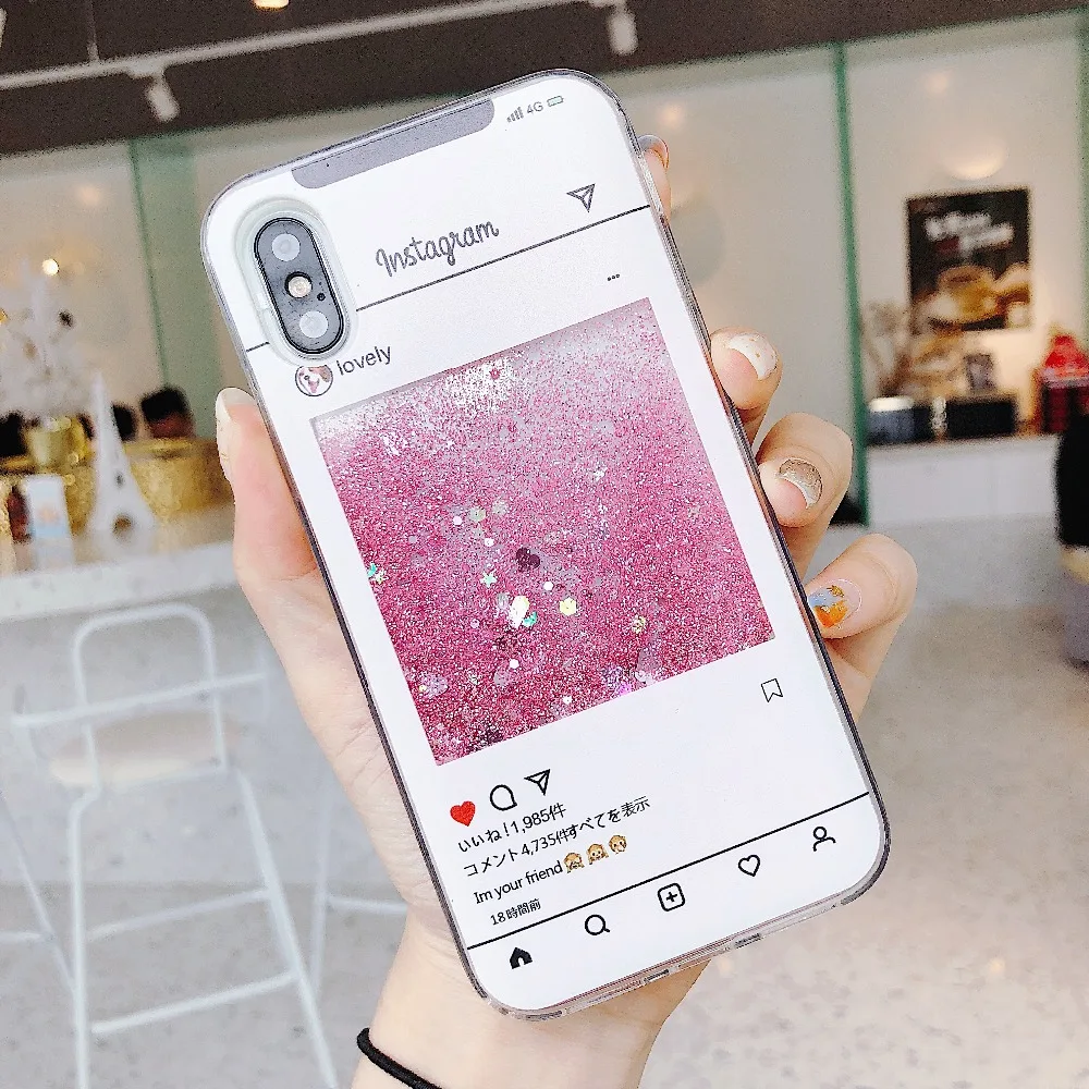 Чехол для iphone 11 pro MAX мягкая задняя крышка из ТПУ с розовыми сердечками жидкостью и