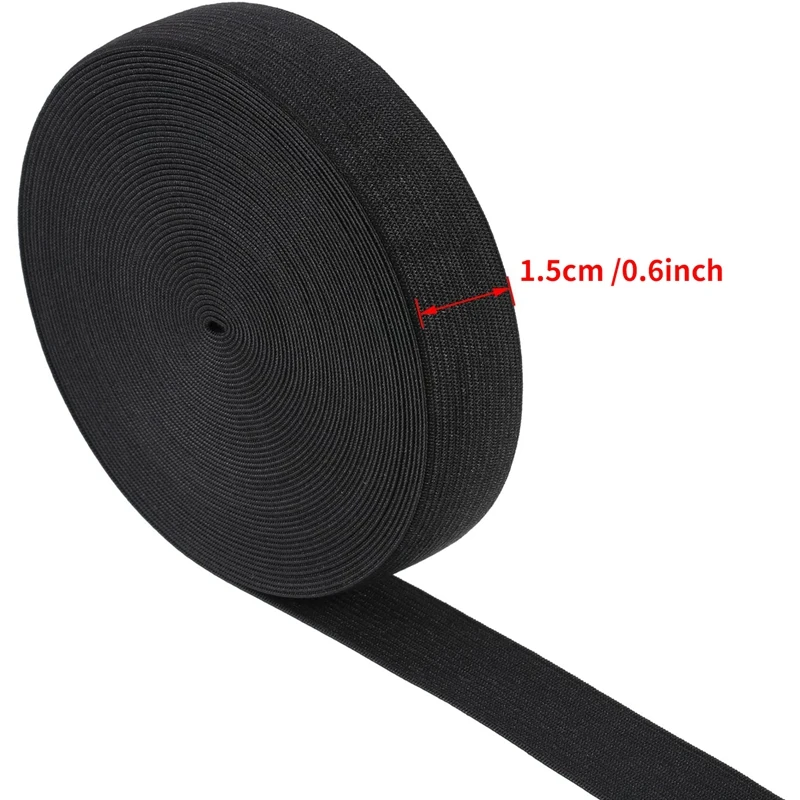 

0.6inch Flat Elastic Band Sewing Elastic Rope Clothing Accessories Nylon Webbing Garment Trousers Costumes 40M