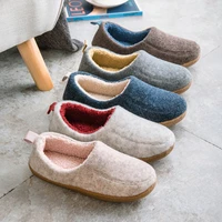 winter cotton slippers new japaness style home men warm shoes thick sole bedroom non slip wrapped heel slippers women felt shoes