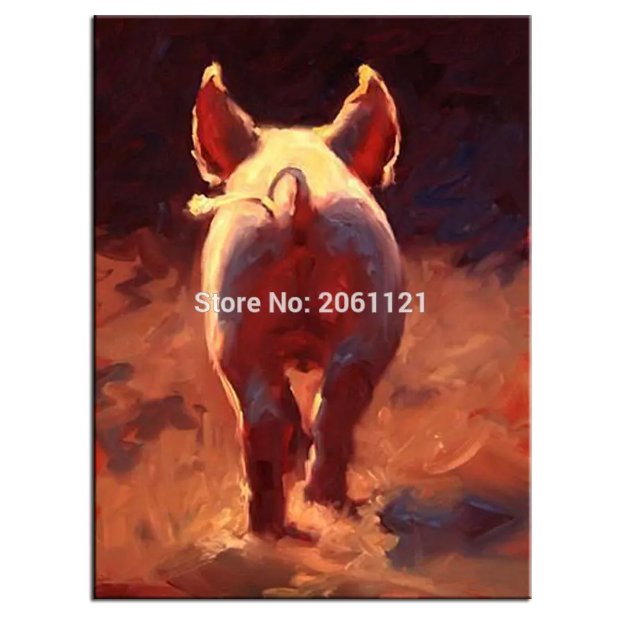 

handmade funny canvas oil painting babe pig poster small baby pig wall picture home decorative wall art gift unique