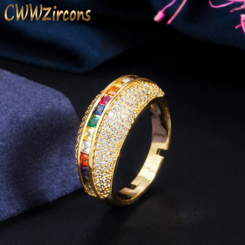 Женские обручальные кольца cwwzircon с изменяемым размером желтое золото