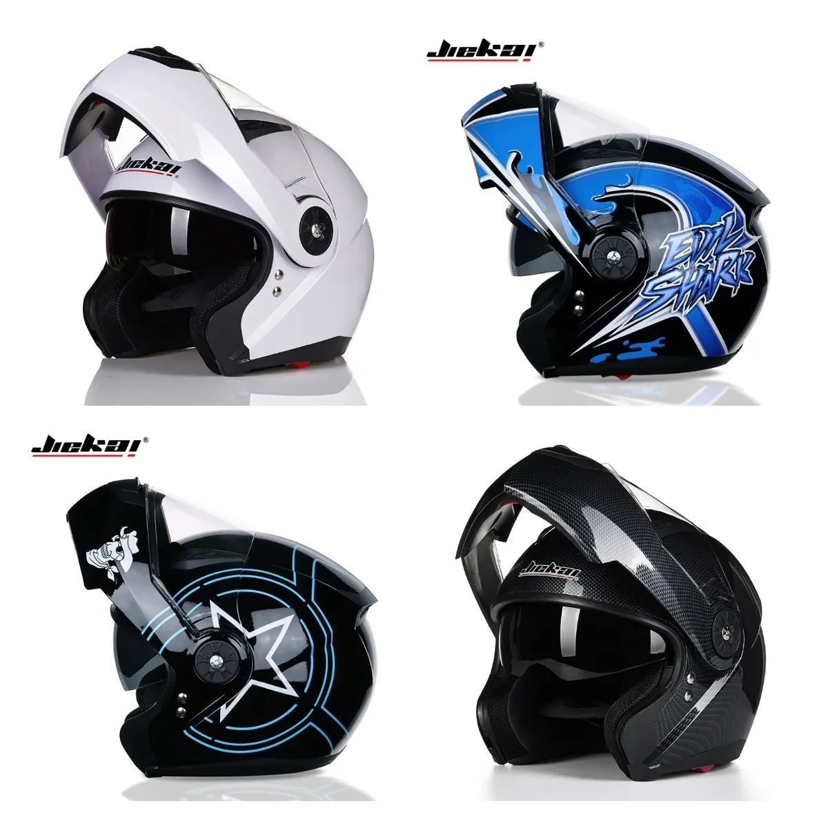 

Latest DOT Approved Safety Modular Flip Motorcycle JIEKAI Helmets Voyage Racing Dual Lens Helmets Interior Visor