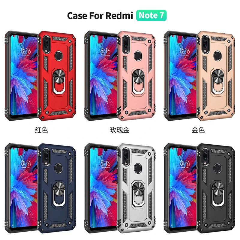 Противоударный защитный чехол для Xiao mi Red mi Note 7 Pro Note7 и подставка держатель кольцо Прочный жесткий чехол для задней панели красный mi Note 7 Pro Чехол 7pro On