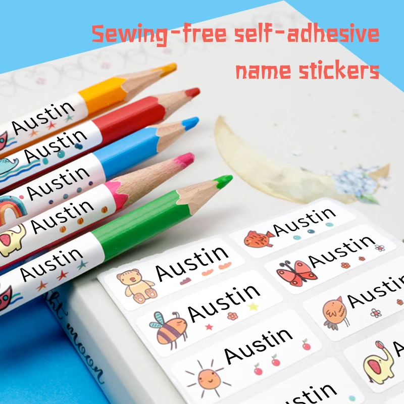 Pegatinas personalizadas impermeables para ni&ntilde;os, etiqueta con nombre, papeler&iacute;a escolar, botella de agua, l&aacute;piz, dinosaurio-0