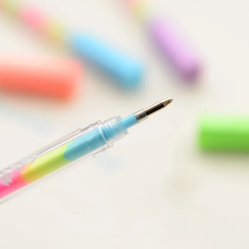 6 шт Радуга Ручка шариковая 0 8 мм Мульти Цвет чернила роллеры флуоресцентный