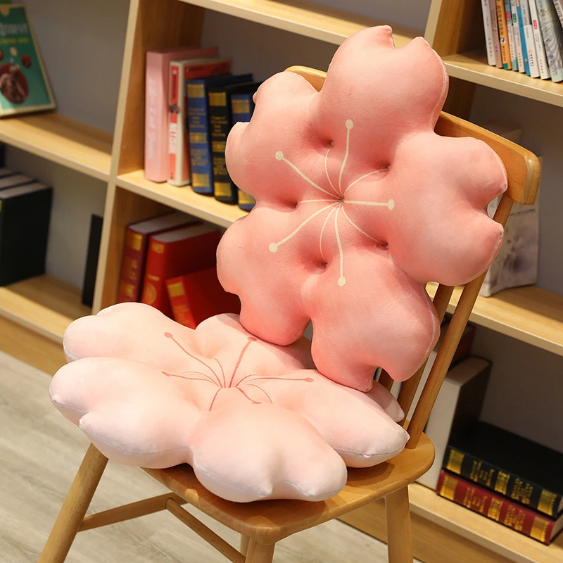 

Kawaii Cherry Sofa Decorative Cushions Plush Soft Flower Back Pillow Home Office Cute Chair Sitting Cushion Gift For Girl Women