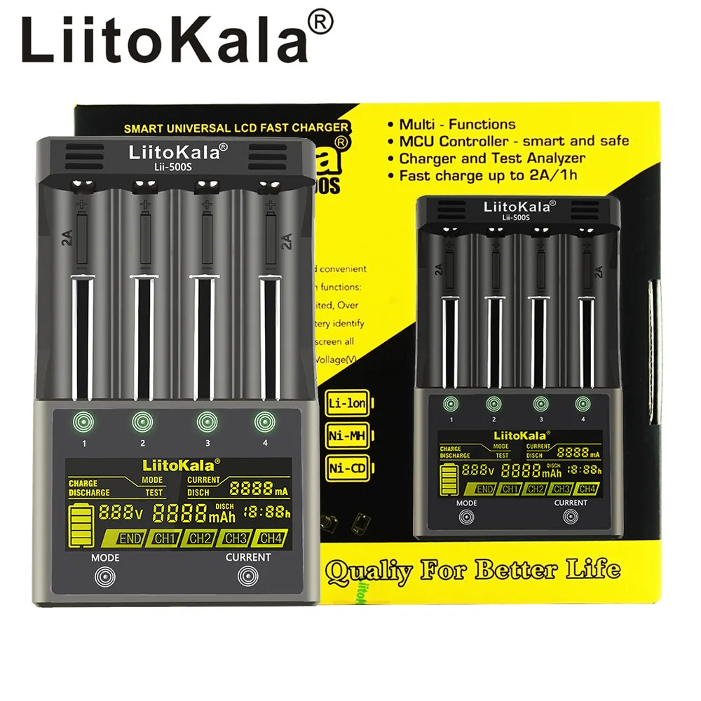 LiitoKalaLii-500S Lii-PD4 Lii-S2 Lii-S4 lii-500 lii-PD2 lii-S8 18650 26650 1.2V 3.7V 3.2V Lithium-ion NiMH Battery Smart Charger