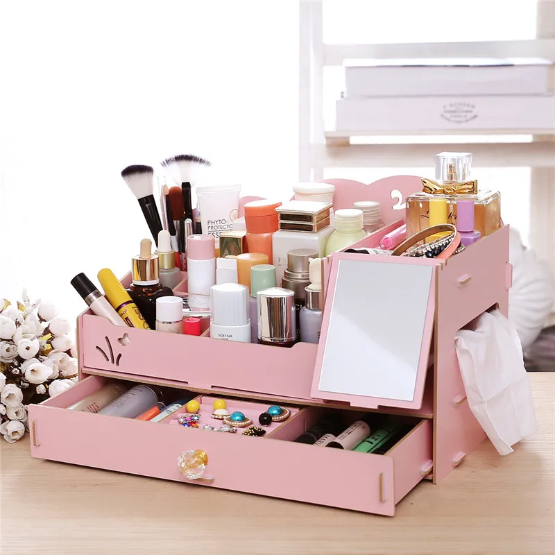 

Decorative Wooden Jewelry Box Cute Cat Pen Box Desktop Storage Assembly DIY Wood Makeup Organizer Cosmetics Storage Box