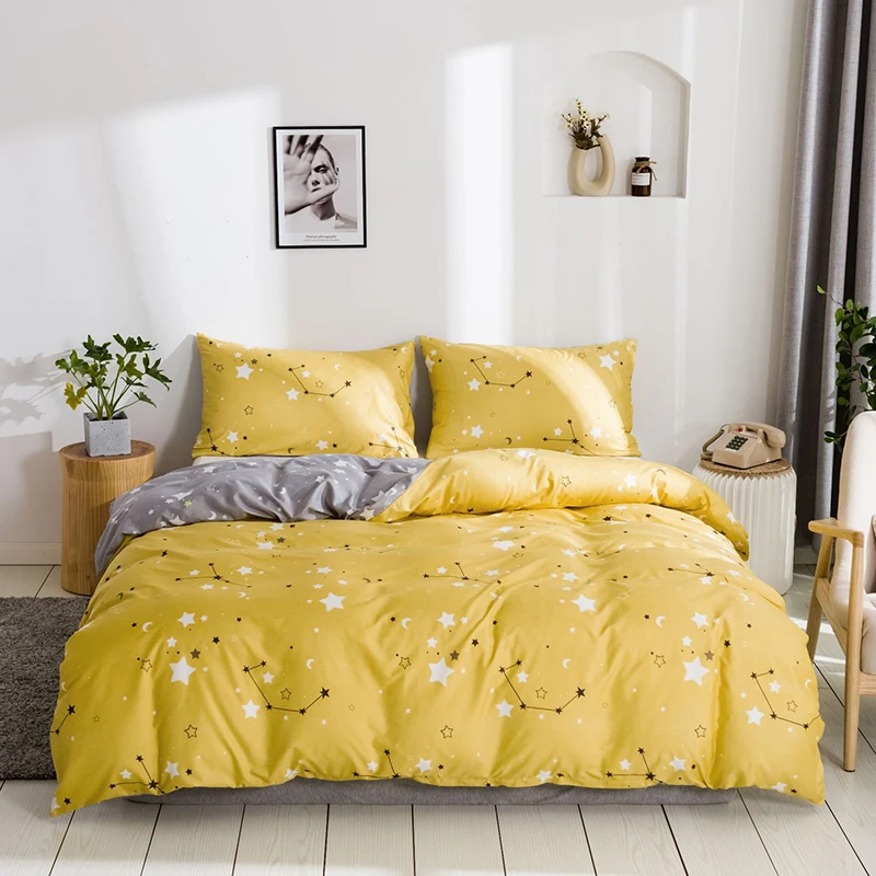

Modern Constellation Pattern Duvet Cover Set Queen Size AB Double-sided Design Boho Style Bedding Set Quilt Covers Pillow Cases