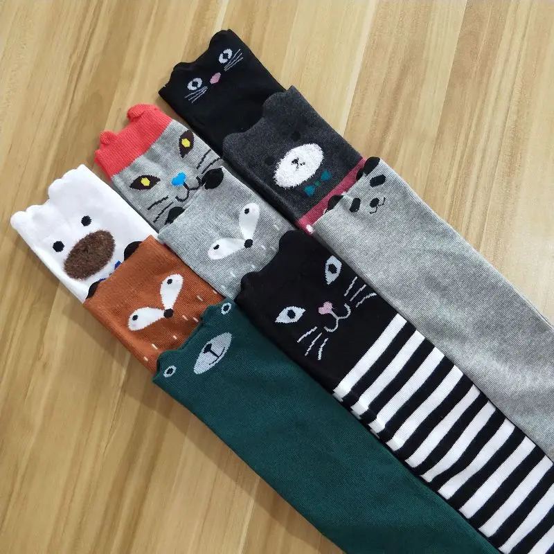 Детские Мультяшные милые носки Хлопковые гольфы до колена длинные гетры для