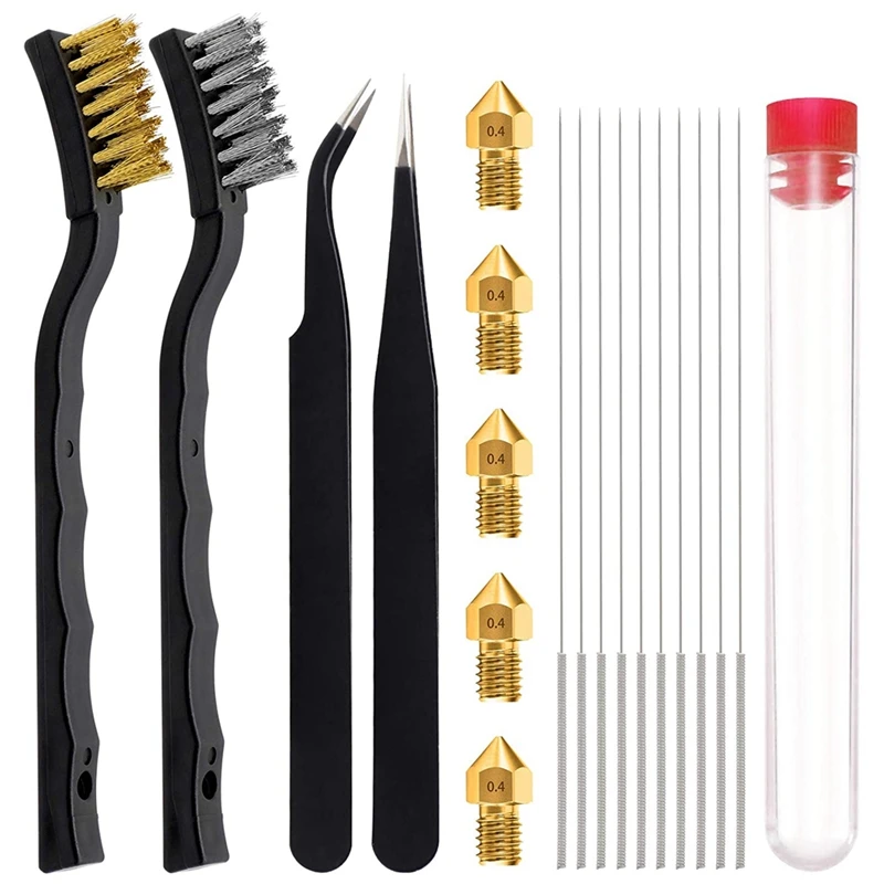 

3D Printer Accessories Nozzle Cleaning Kit MK8 Brass Nozzle Cleaning Needlse For MK Ender 3, CR-10 And Other 3D Printers