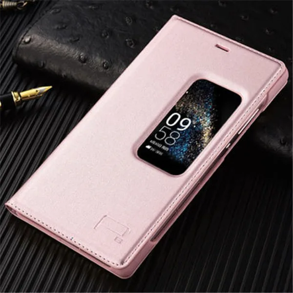 pink Роскошный кожаный чехол-книжка с окошком для экрана P8 для huawei P8, чехол для телефона с функцией автоматического сна - Цвет: pink