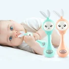 Музыкальная мигающая погремушка 0-12 м, игрушка-кролик, ручные колокольчики, мобиль, ручные колокольчики для новорожденных, Развивающие Игрушки для раннего развития