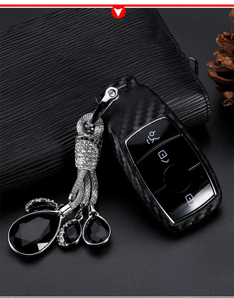 Силиконовый чехол с узором из углеродного волокна для Mercedes Benz E-Class E43 W213 E300 E400 ключи седан с брелками