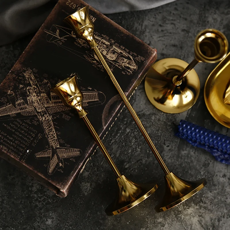 Винтажные держатели латунный золотистый металлический подсвечник для ужина