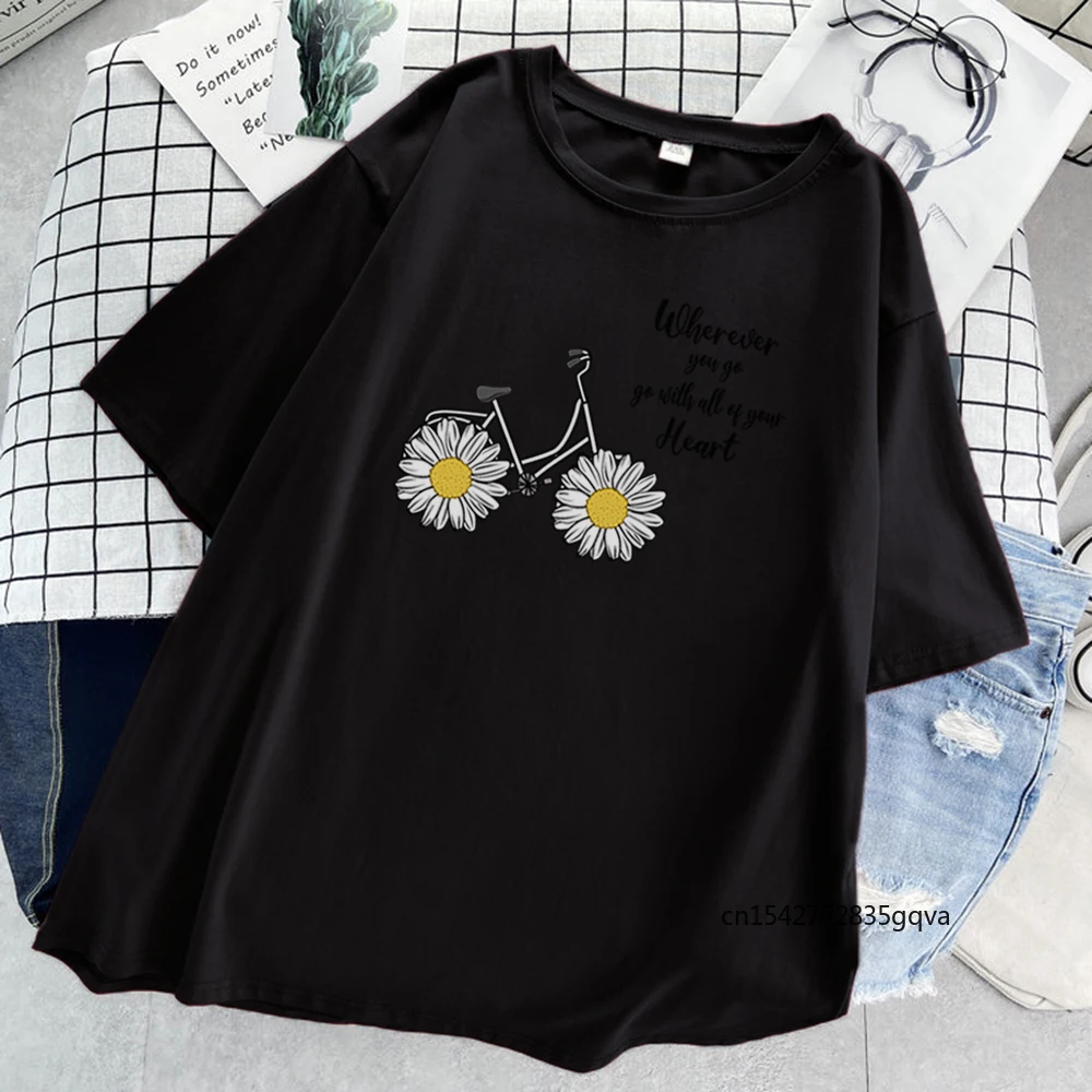 

Wherever You Go with Your Heart Womens T Shirts 2021 Summer New T Shirt Loose Style Street Tee O-Neck Trendy Women T-Shirt
