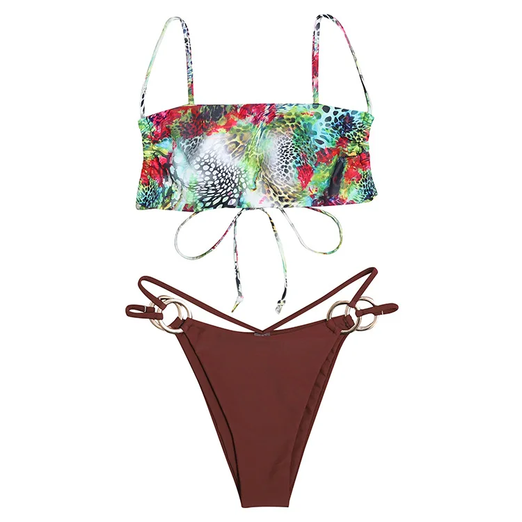 

Sexy Bikini 2021 Summer Swimsuit Women Two Pieces High Waist Bikini Push Up Swimwear Tankini Swimsuits Halter Bathing Suit Women