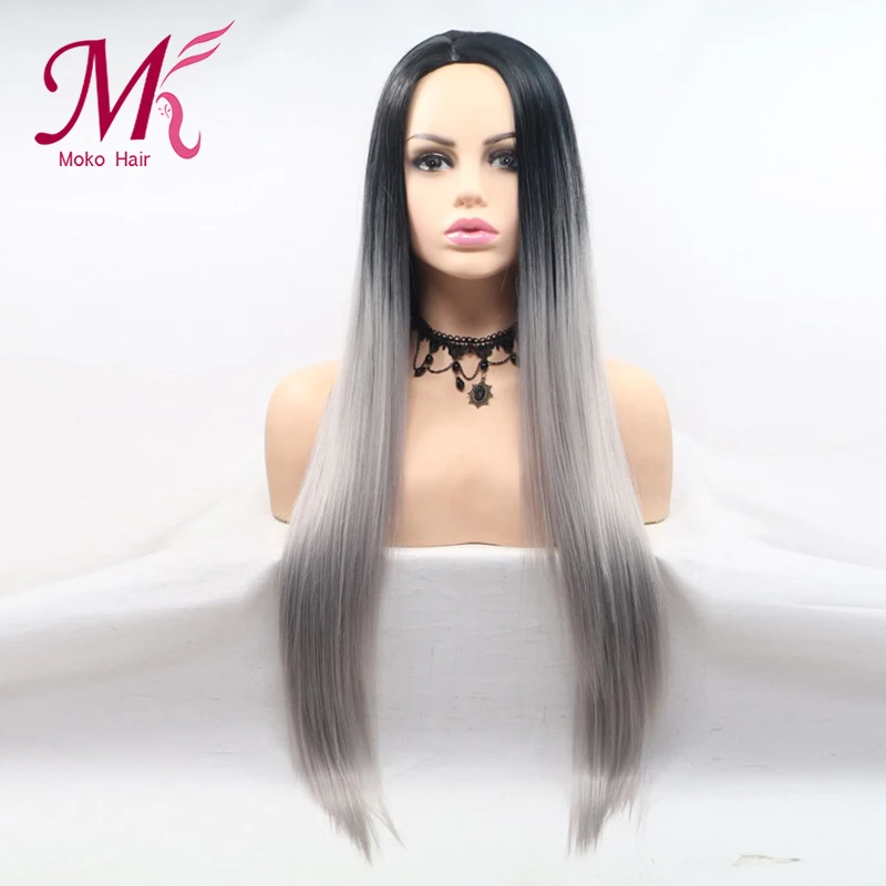 Moko синтетические кружевные передние парики для черных женщин длинная прямая