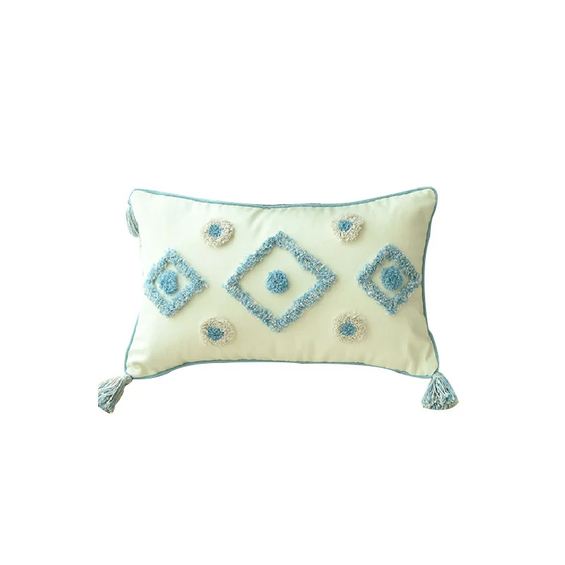 

Cotton Canvas Tufted Embroidery Throw Cushion Cover With Tassel Pillowcover Sofa Home Living Room Decoration Pillowcase 40730