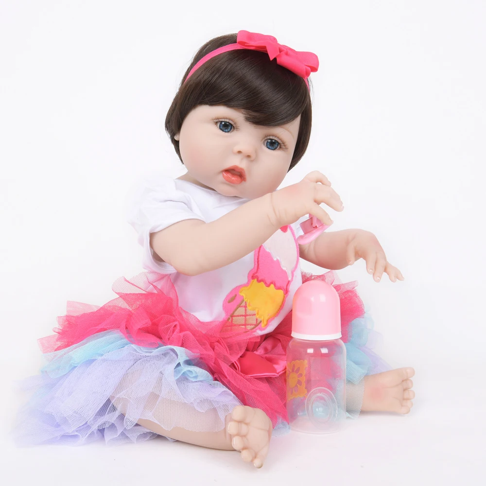 22 дюйма 55 см Реалистичная мягкая силиконовая Детская кукла милый мед