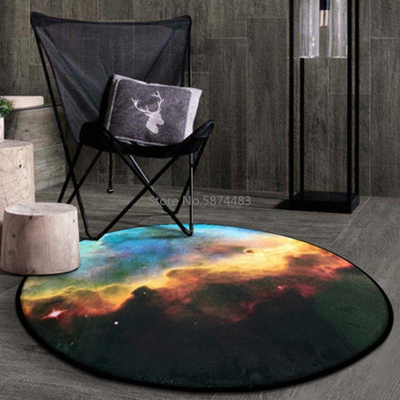 Starry Sky Round Carpet Rug For Living Room Children Bedroom Chair Rugs Anti-Slip Wear-Resisting Baby Crawling Mats Floormat | Дом и сад