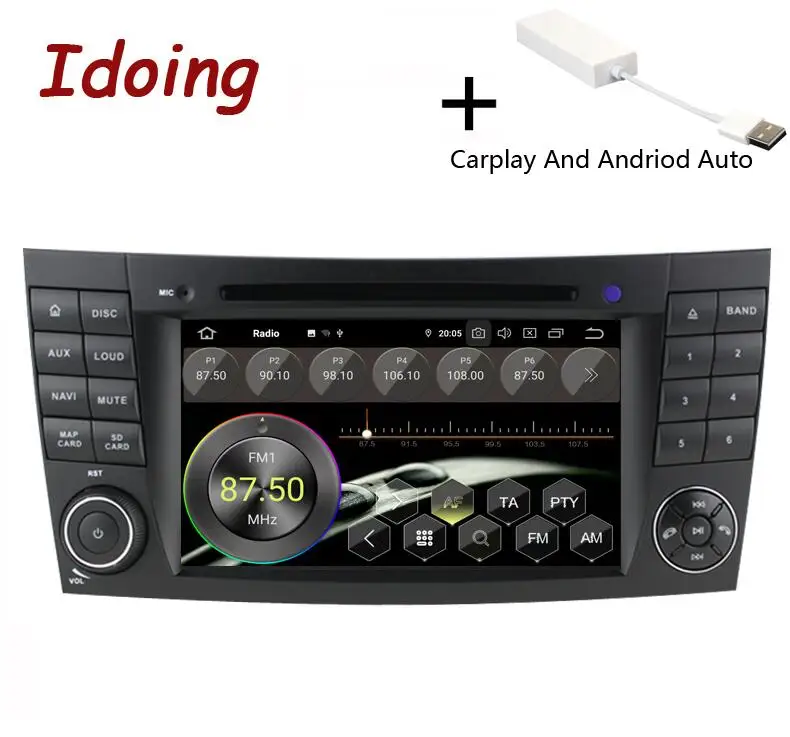 Carplay Idoing " 4G+ 64G 8Core 2 din Andriod 9,0 автомобильный Радио gps DVD мультимедийный плеер для Mercedes-BenzE класс W211 ips экран навигации - Цвет: Carplay