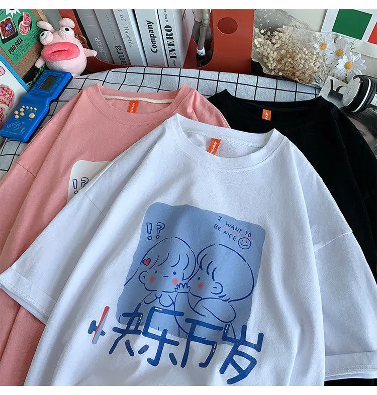

Insts summer short sleeve T shirt men Korean version loose popular logo trend couple outfit half sleeve handsome