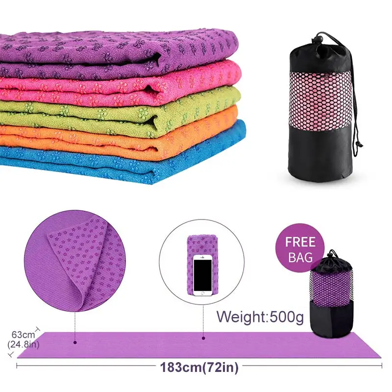

Non Slip Yoga Mat Cover Towel Anti Skid Microfiber Yoga Mat Size 183cm*63cm 72''x24'' Shop Towels Pilates Blankets Fitness