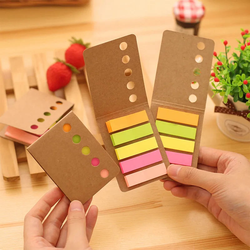 

5 Color Rainbow Journal Notebook Sticker Vintage Kraft Folding Mini Sticky Note Memo Label Agenda Bookmark Office School H6818
