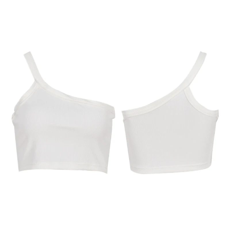 

Women Summer Oblique One Shoulder Tank Top Sexy Ribbed Slim Sleeveless Camisole